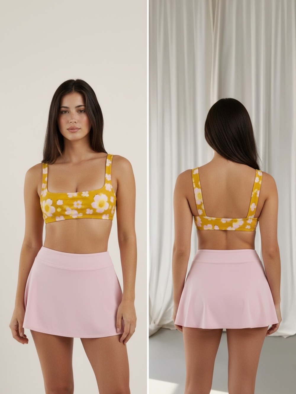 Madewell square neck mustard yellow bikini top size large